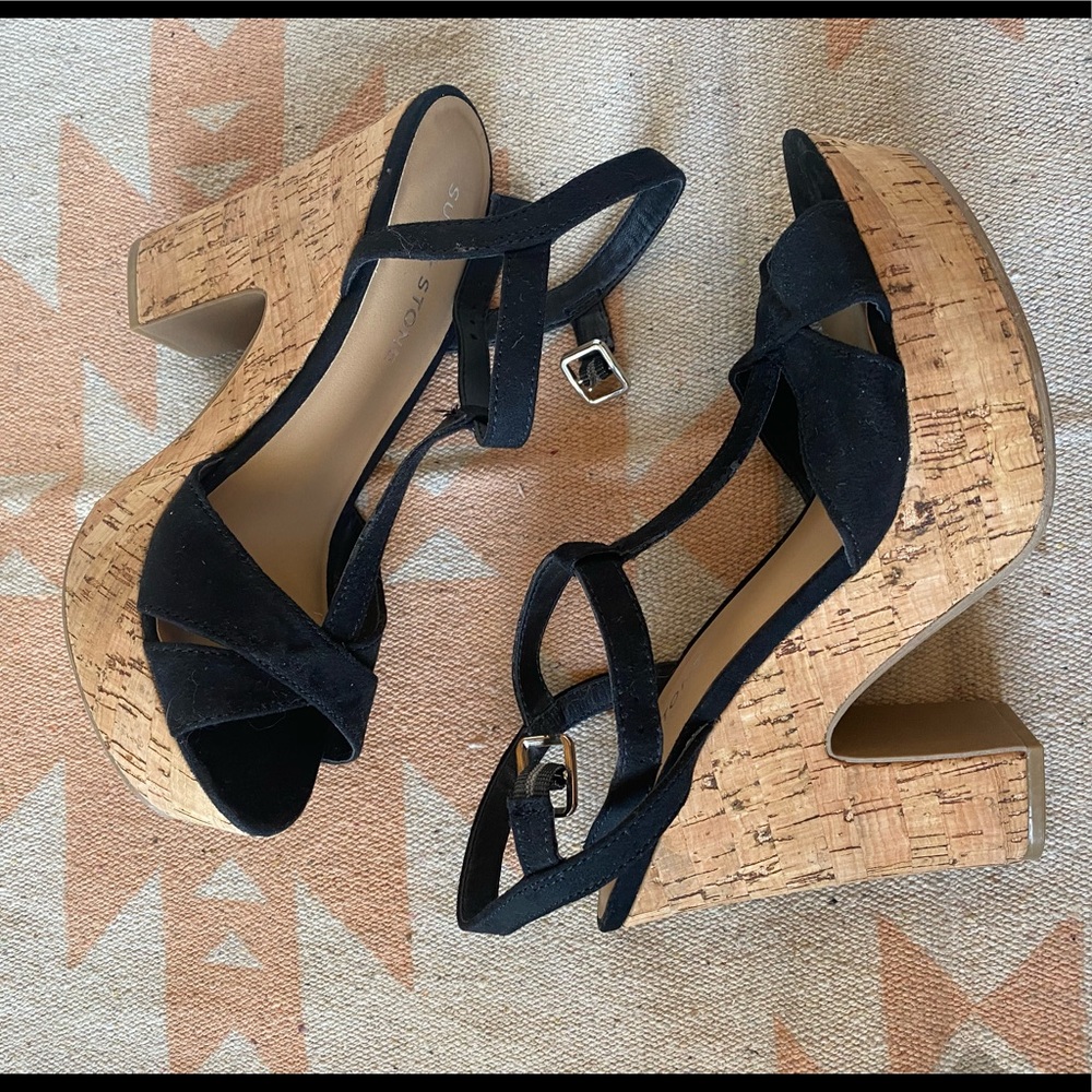 Black Cork Platform Shoes